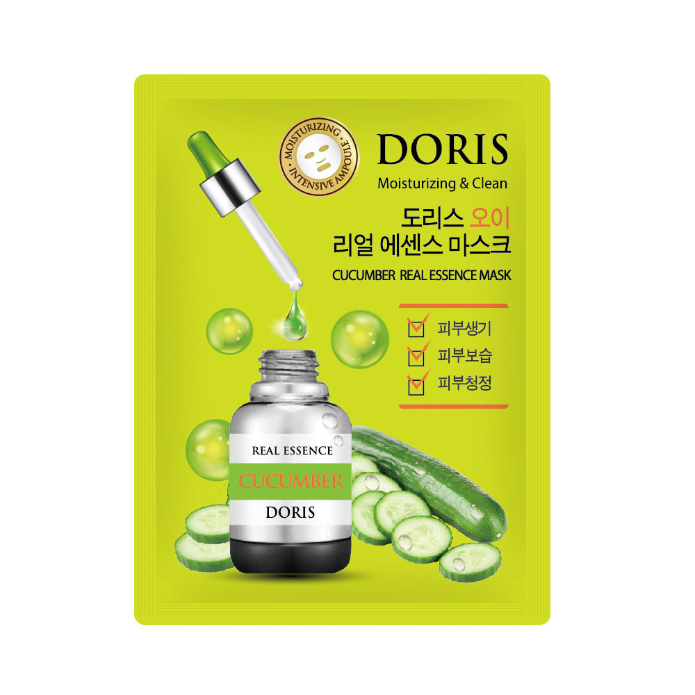 DORIS, Тканевая маска для лица ОГУРЕЦ CUCUMBER Real Essence Mask, 1шт